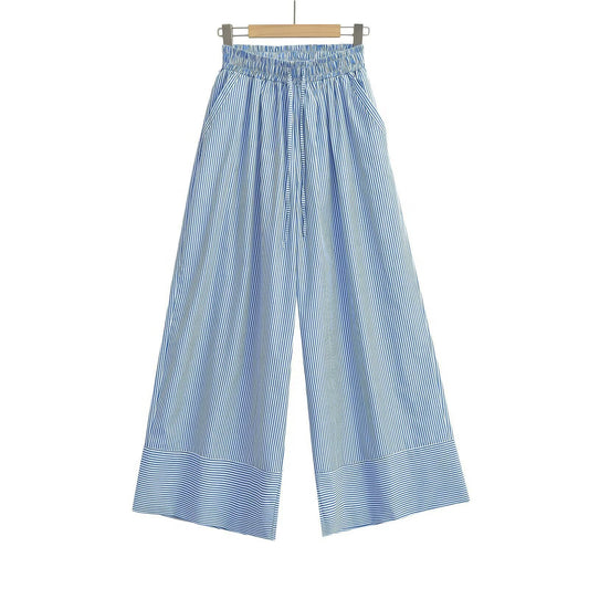 Striped wide leg pants for women